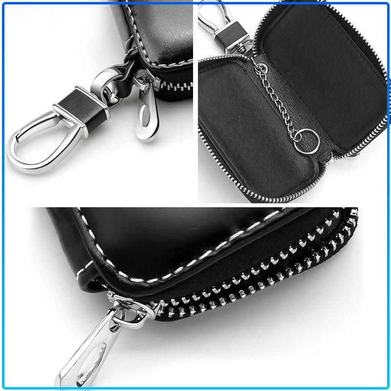 For Alfa Romeo 159 147 156 166 Giulietta Giulia Mito Stelvio Brera Spider 1Pcs Leather Emblem Car Key Case Keychain Zipper Key Case Bag