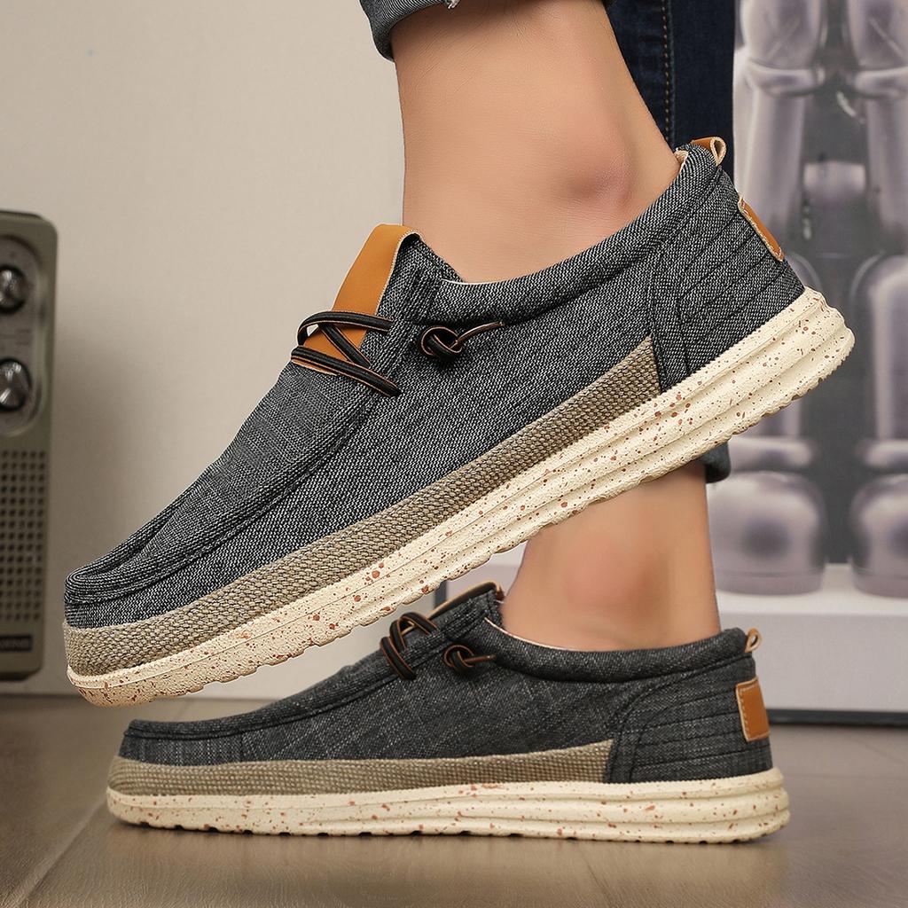 New Large Size Dude Loafers Trendy Casual Shoes Men's Canvas Shoes Foreign Trade Foot Cover Lazy One Pedal Men's Shoes