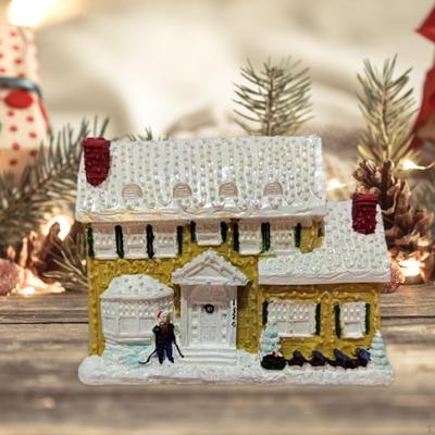 LED Beleuchtete Weihnachten Schnee Haus Desktop Ornamente Weihnachten Miniatur Harz Ornament für