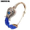 New Turkish Natural Stone Bead Chain Bracelet Women Vintage Bohemia Jewelry Antique Gold Color Crystal Wedding Love Bracelets
