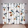 2 Panel Bird Tropical Plant Leaf Printed Curtains for Bedroom Living Room Blinds Window Cortinas Grommet Top Rod Pocket Drape