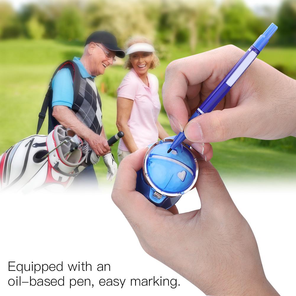 Golf Ball Liner Line Marker Drawing Template Alignment Tool with Pen Accessories (Blue)