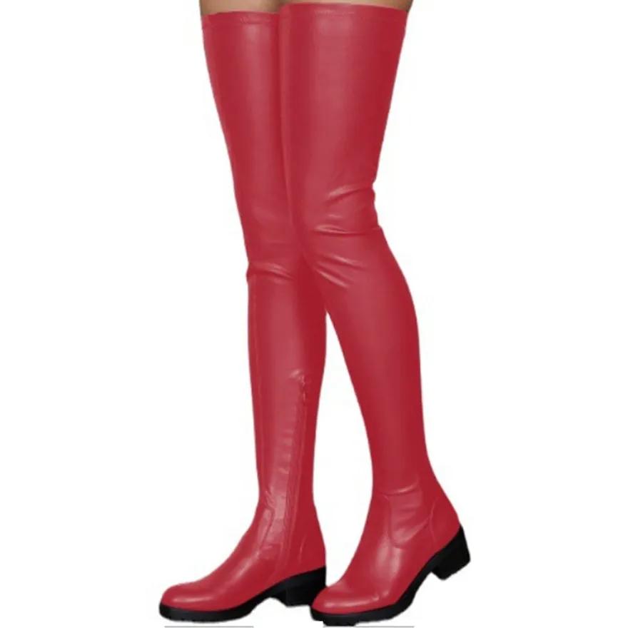 Fashion 2024 Winter Over the Knee Women Boots European Platform Zipper Ladies Shoes Comfort Square High Heels Elastic Leather Long Boots