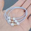 Korean-Style Handmade Three-Strand Pearl Elastic Hair Tie