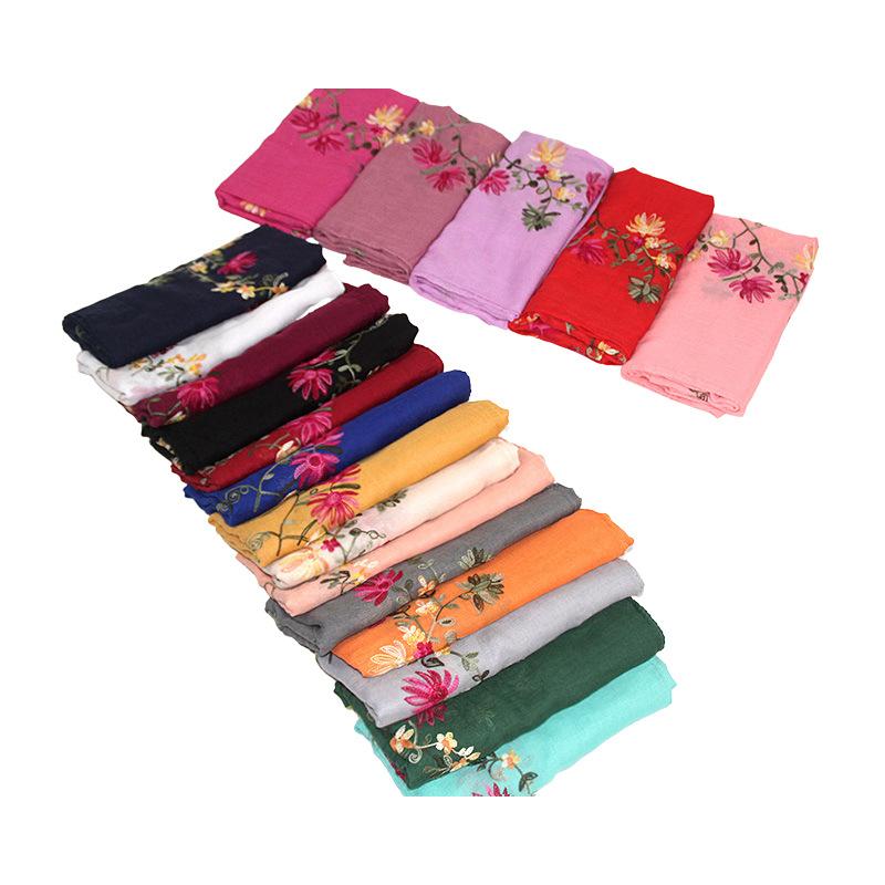 Ethnic Style Embroidery Craft Cotton Linen Scarf for Women Versatile Gauze Scarf Chinese Style Embroidery Long Spring and Autumn