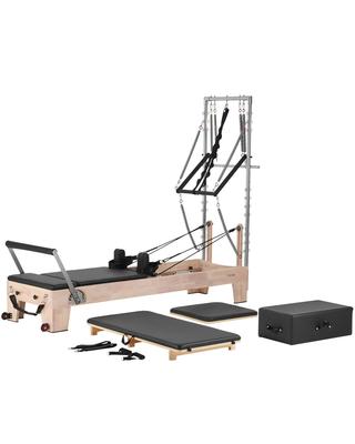 VEVOR Pilates Reformer, Wooden Pilates Machine for Home Gym Studio, Strength Training Workout Equipment with Dual Resistance, Reformer Box