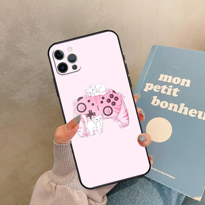 90s  Sweet Kawaii Game Controller Funda For iPhone 14 12 11 13 15 Pro Max Mini X XS XR SE 2020 2022 7 8 Plus Phone Case Cover