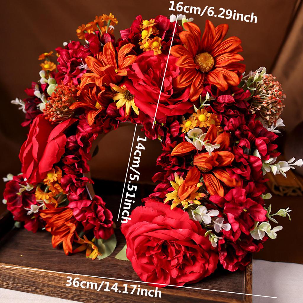 Women Head-Dress Colorful Flower Headband Hair Wreath Wedding Party Costume Headpiece for Bridal Women Fashion Hair Accessory