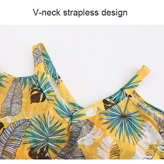 Floral Swimming Suits Women's Plus Size Split Dress Style Strapless Spa Swimwear