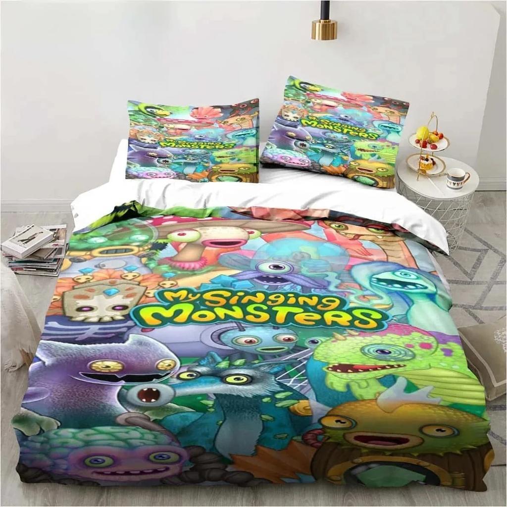 3D Print My Game Singing Monsters Printed Bed Set Duvet Cover Pillowcase Bedding Set Bed Linen Sheet Quilt Cover Queen King Size