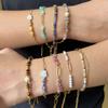 Elegant 18k Gold-Plated Stainless Steel Bracelet with Natural Stone Inlay - Trendy and Fade-Resistant for Women