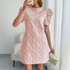 Summer New Women's Bubble Sleeve,Textured Jacquard Round Neck Vintage Style Dresses