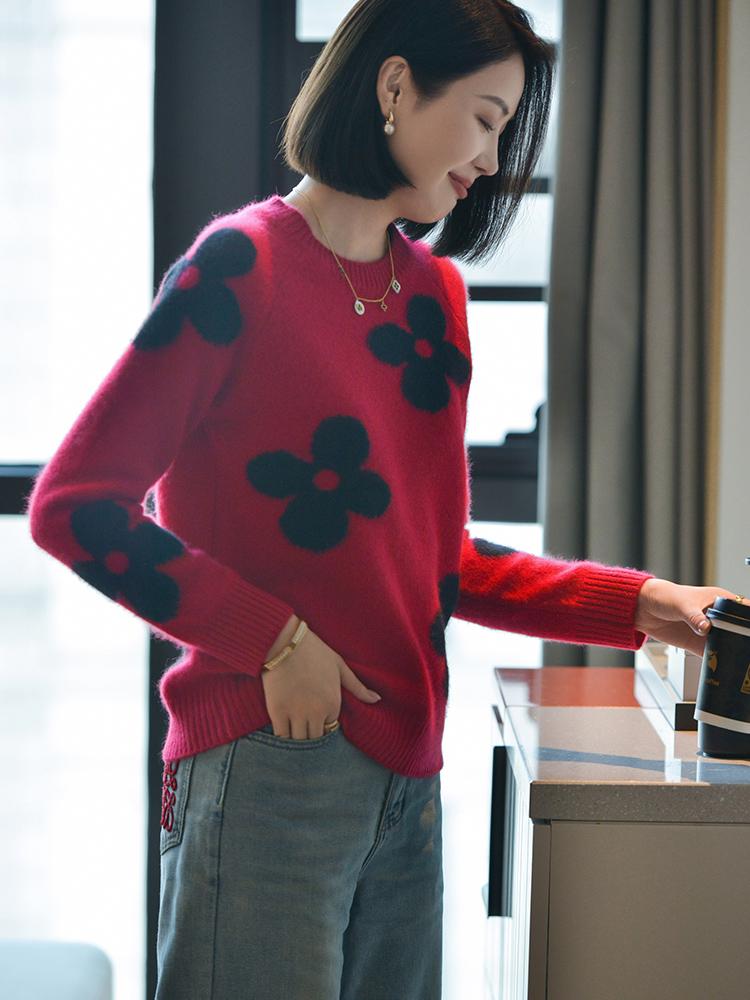 Women's Cashmere Sweater Qinghe Cashmere 30% Cashmere 70% Wool Autumn and Winter Cashmere Pullover Soft and Warm