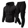 Men's Casual Outdoor Sports Two-Piece Set - Color Sweatshirt and Elastic Waist Cargo Jogger Pants