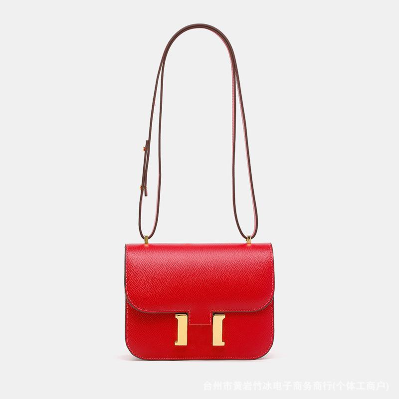 

Leather bag Palm pattern lock Crossbody underarm small square bag One shoulder tofu bag Women s bag small size 19 червоний