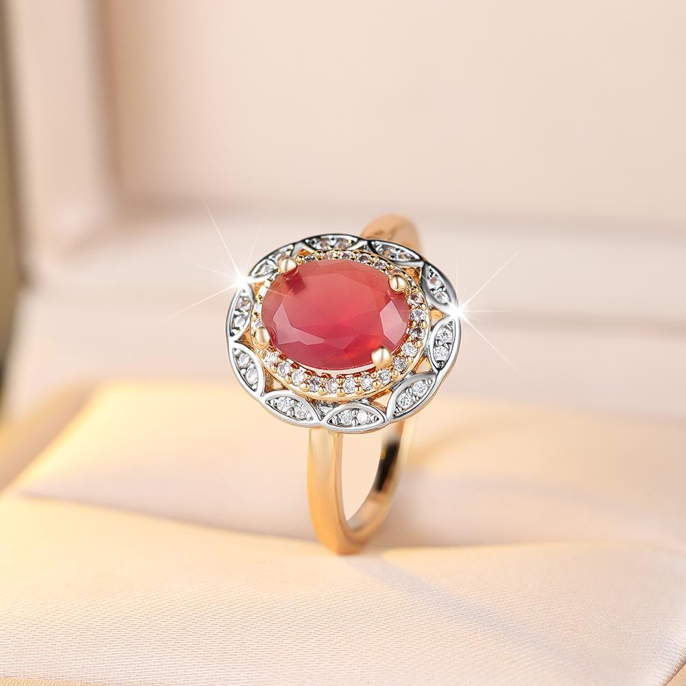 

Изящные овальные кольца с цирконом цвета розового рубина для женщин, винтажные, роскошные, золотистого цвета, свадебные, для вечеринок, ювелирный подарок 8 розы красного