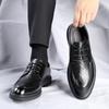 Koreanische Version Herren Echtleder Spitzschuhe Echtleder Freizeitschuhe Fahrarbeitsstiefel Business Mode Schnürschuhe