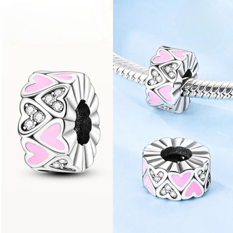 Copper Heart Color Changing Rose Pink Charms Beads Original Bracelet Diy Fine Jewelry Gifts For Women