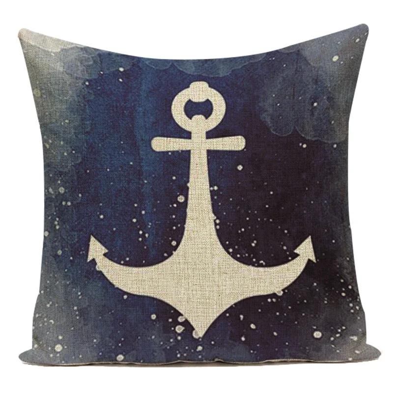 Nautical Anchor Rudder Cushion Cover Pillow Case Ocean Lighthouse Pillow Cover For Living Room Home Decorative Pillow Case