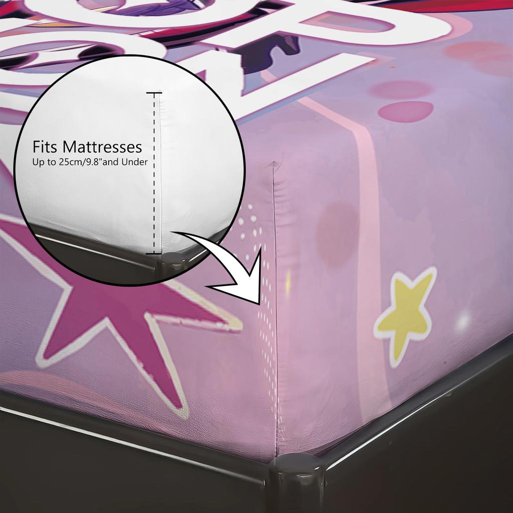 3pcs K-Pop Demon Hunters Print coreless Fitted Sheet Set Multi Size Soft Bedspread Bedroom Bedding Decoration Machine Washable