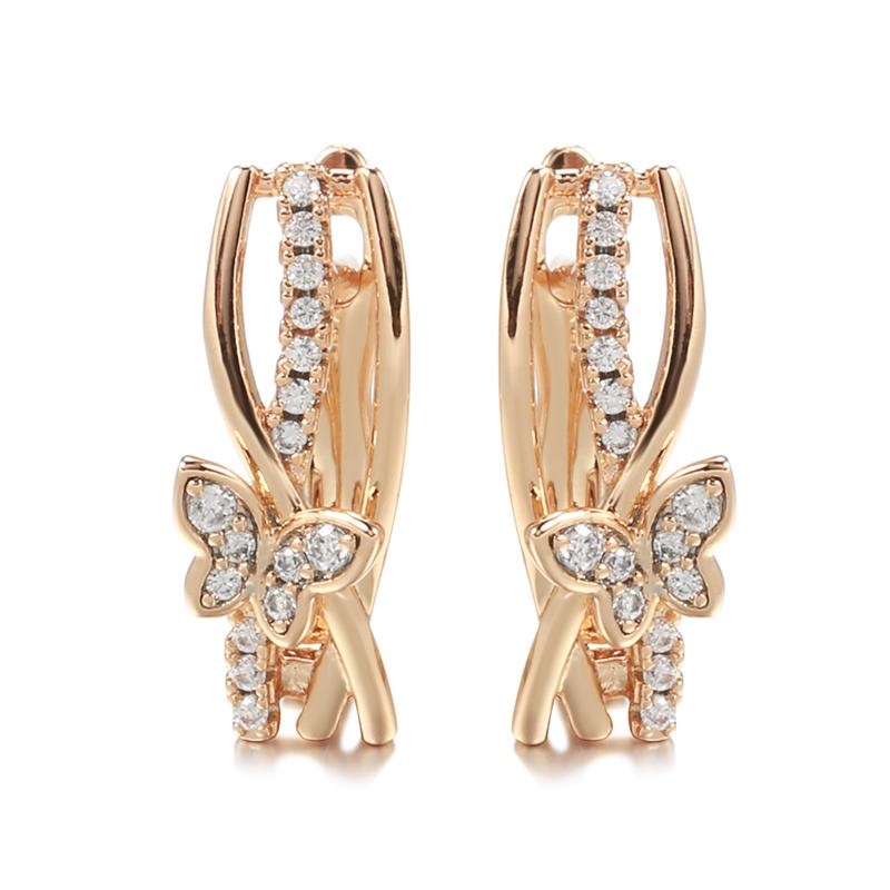

Серьги Kinel Butterfly из натурального циркона с пряжкой, элегантные украшения из розового золота розового золота