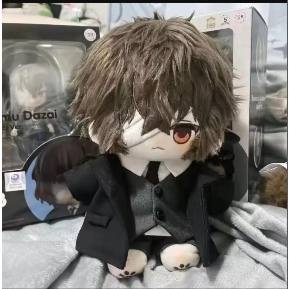 Cute Anime Bungo Stray Dogs Dazai Osamu Cat 20cm Plush Cotton Doll Dress Up Clothes Outfits Kawaii Animal Ear Body Cosplay Gift