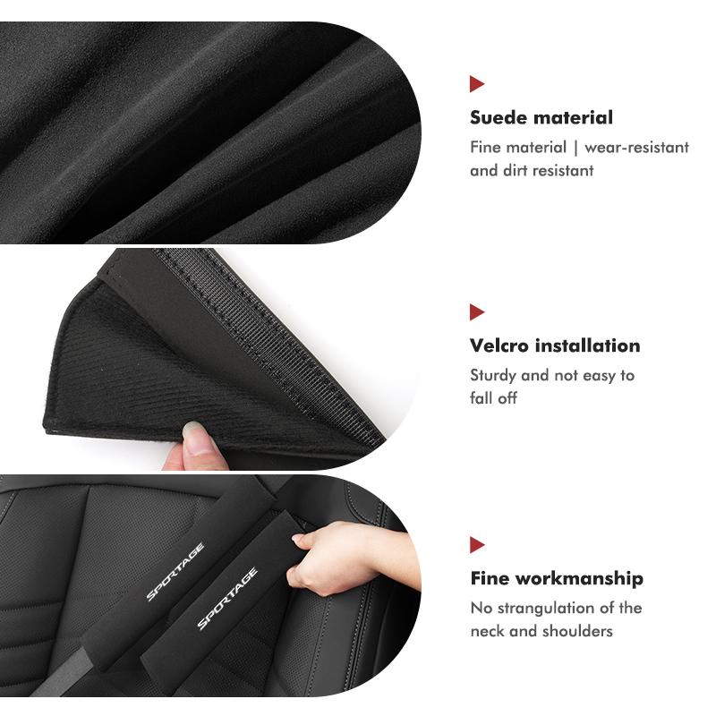 ACZ2 For KIA Suede Car Seat Safety Belt Shoulder Covers Belt Protective Pad Accessories Sportage 2016 2017 2018 Sephia Stonic Carens