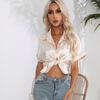 Women's Summer Satin Short Sleeved Shirt Top