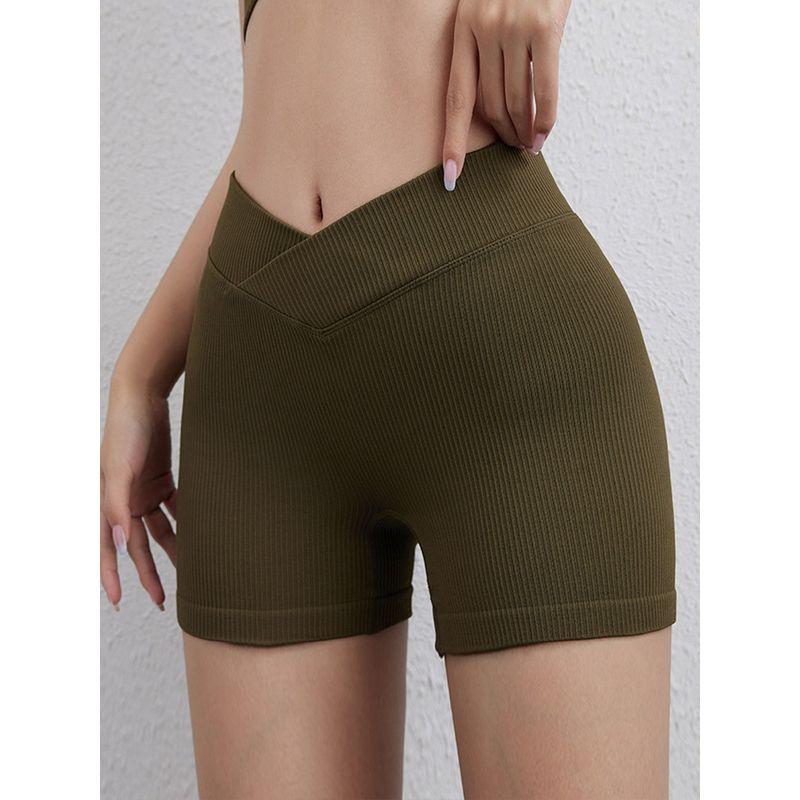 Fashion Yoga Shorts Women's V Waist Sexy Peach Hip High Waist Running Fitness Tight Stretch Seamless Sports Shorts