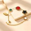 Fashion Luxury Ladybug Bracelet: Double-Sided Mother-of-Pearl with Five-Petal Design
