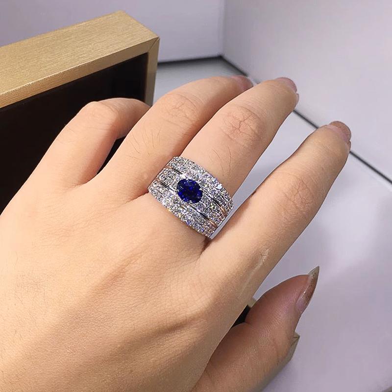 

CAOSHI Copper Color Brilliant Rings for Women Single Blue Cubic Zirconia Wedding Engagement Fashion Style Statement Zircon Gift 6