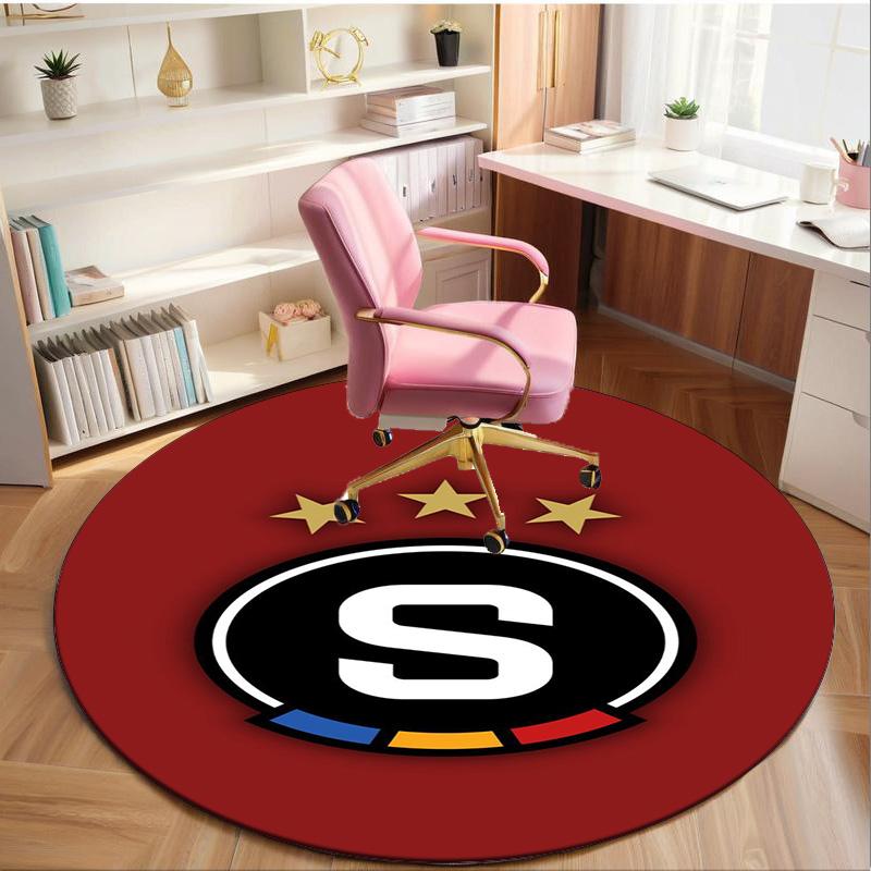 1PC round rug Star Soccer Emblem Printed Round Area Rug ,Rug For Home Office, Round Chair Rug, Decorative Carpet Fan gifts Christmas gift