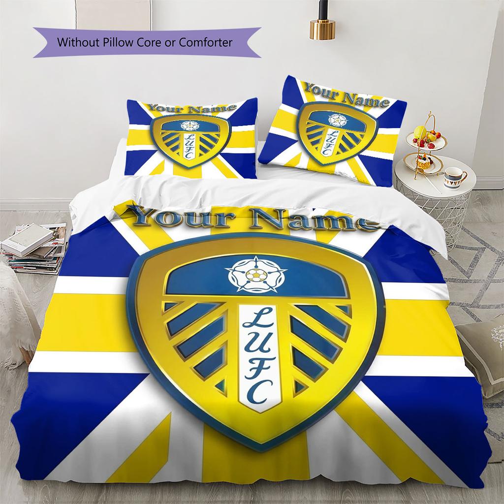 Leeds United Custom Name Pattern Bedding,Quilt Set Quilt Cover Pillowcase Home Birthday Gift(1 * duvet cover + 2 * pillowcase, without core)