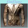 Print Muster Skelett Totenköpfe 3D T-Shirts Herren Langarm Lässig Mode T-Shirt Oberteil Sweatshirt Atmungsaktiv Streetwear Lose T-Shirts
