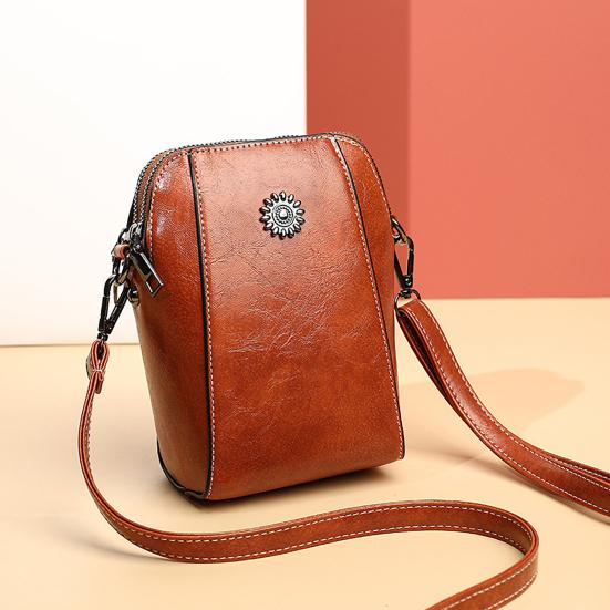 Lady Shoulder Bag Pure Color Retro Faux Leather Detachable Adjustable Shoulde Strap Lipstick Phone Card Key Storage Crossbody Bag for Dating Commuting