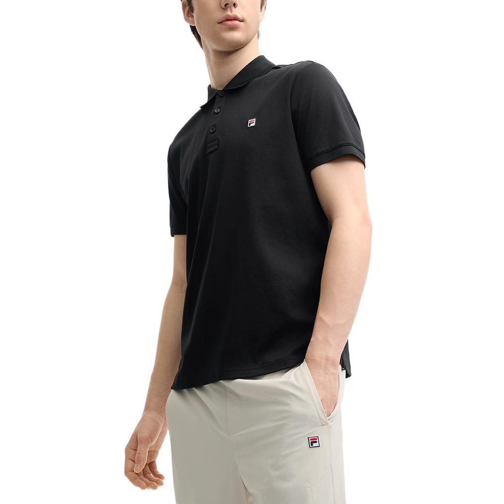 Fila Heritage Fashion Casual Versatile Short Sleeve Polo Shirt Men Polo Shirts Black F11M528121ABK