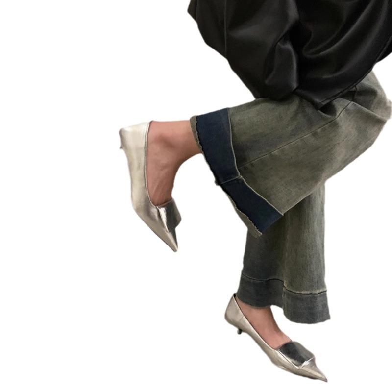 French kitten and single shoes women's shoes 2025 new high-end pointed temperament simple black evening wind boat shoes