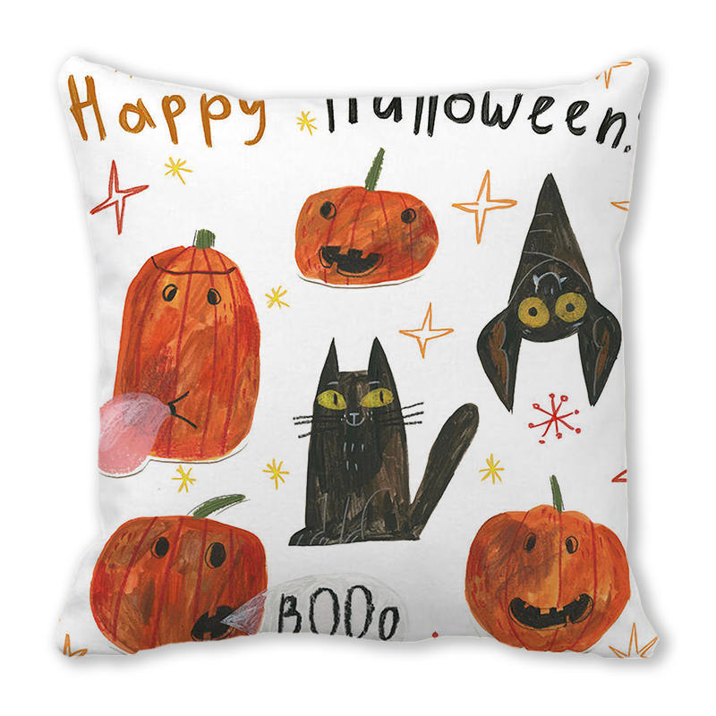Halloween Horror Pumpkin Print Pattern Cushion Cover for Home Living Room Sofa Decoration Square Polyester Pillowcase