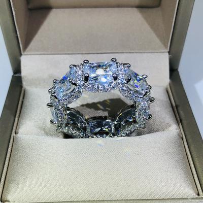 Luxury Micro Paved Square Cubic Zircon Promise Love Rings for Women Engagement Wedding Jewelry Sale Drop Ship Ring