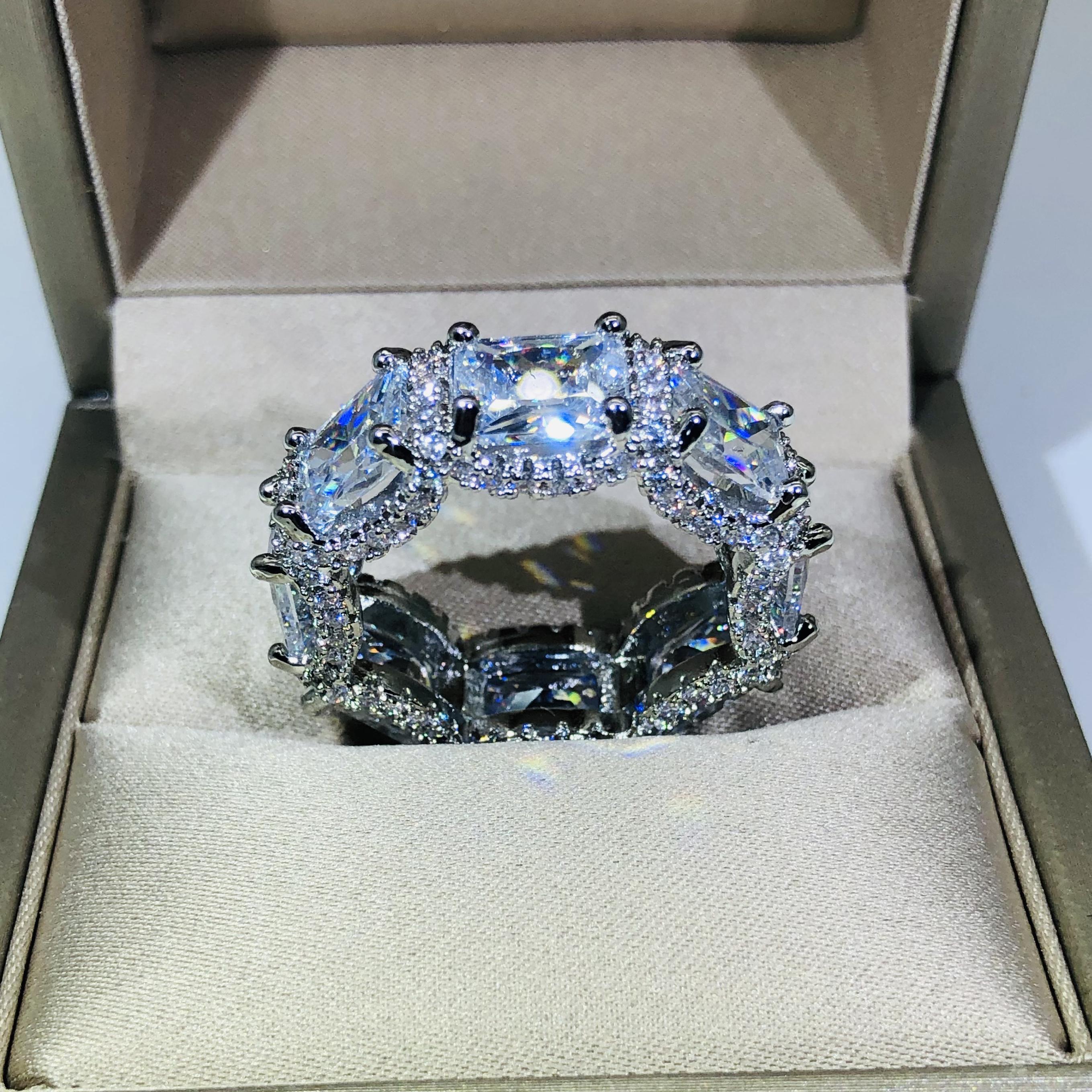 

Роскошные кольца-обещания любви с микропаве из квадратного кубического циркония для женщин, помолвочные свадебные украшения, распродажа, дропшиппинг кольца 8