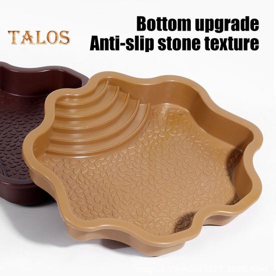 Reptile Bathing Pool Large Tortoise Feeding Dish Water Bowl with Ramp Aquarium Ornament for Lizard Gecko Snake Turtle Bearded Dragon