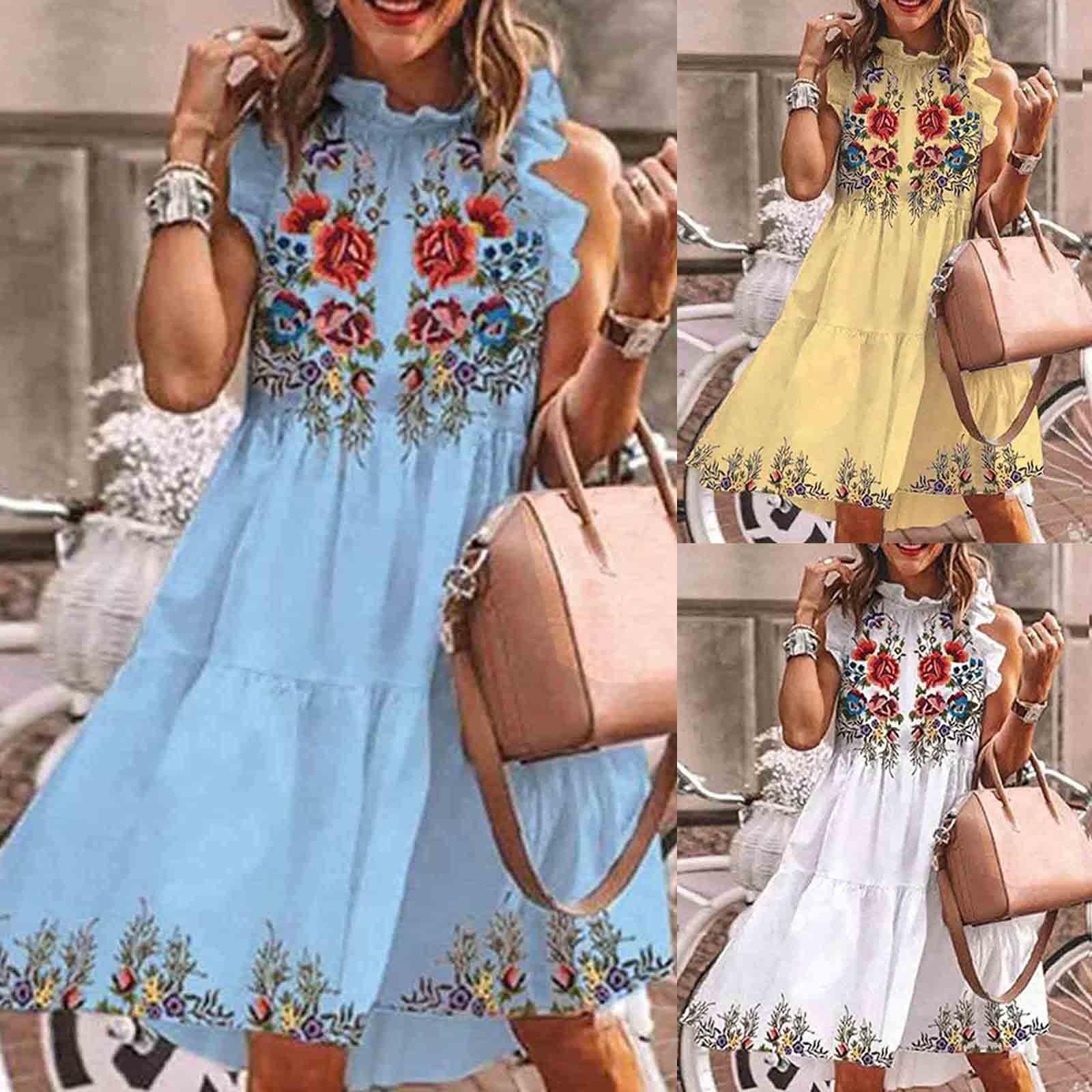 

Женское повседневное милое летнее универсальное платье без рукавов с принтом