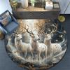 Enchanted Forest Deer Round Area Rug,Carpet Rug for Living Room Bedroom Sofa Playroom Decor,Non-slip Floor Mat