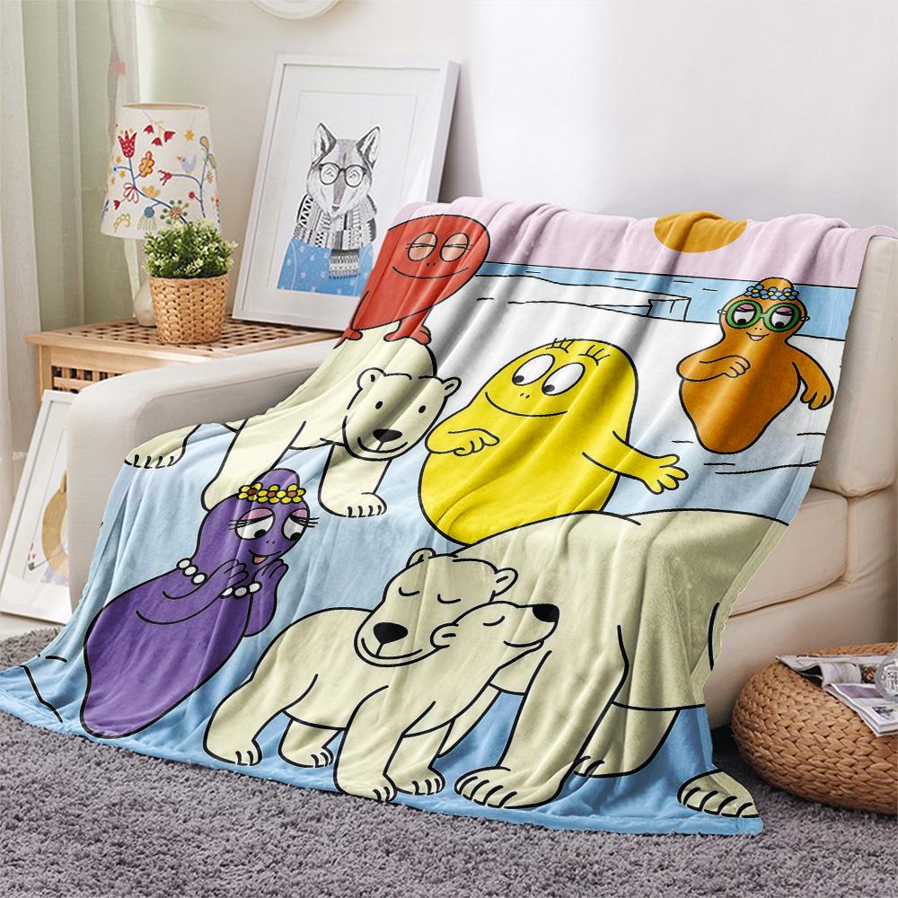 Barbapapa Flannel Blanket, High quality Comfortable for All Seasons, Home Decor, Warmth and Comfort