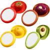 Silicone Fruit Storage Box, 4Pack Reusable Fruit and Vegetable Storage Containers, Fridge Keep Fresh Stretch Storage Pod with Lid for Lemons Garlic
