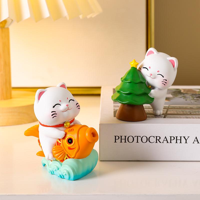 Lucky Cat Ornament for Home, Office, or Car Console