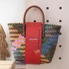 Women's Bamboo Handle Woven Beach Tote Bag
