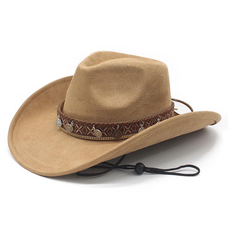 Style Dress Hat With Ethnic Embellishments And Breathable Suede Material For Festivals