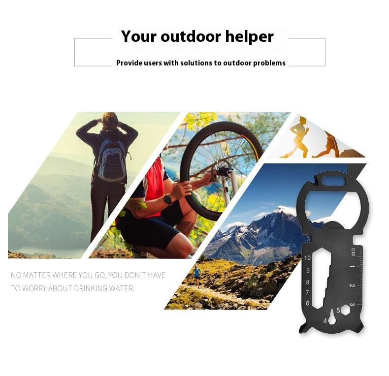 SS muntifunction mini EDC tools card beer openners knife key chain ruler screwdriver wrench Cross batch for M2-M6 portable outdo