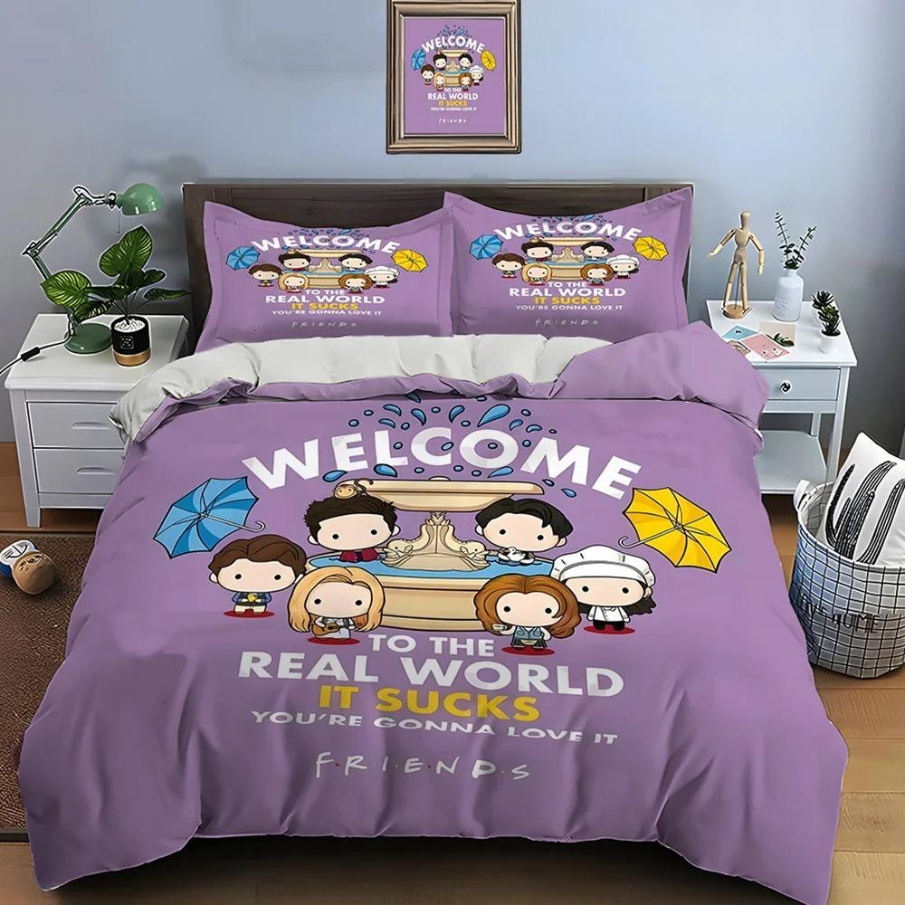 Funny Friends Print Bedding Set Duvet Cover 1 Duvet Cover 2 Pillowcases Adult And Children Bedding Set Luxury TV Show Pattern